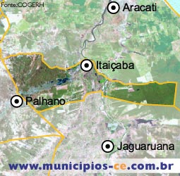 Imagem de Sat�lite do Munic�pio de Itai�aba. Fonte:COGERH'